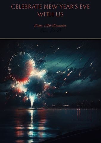 New Year's Eve Fireworks Celebration Over Water - Download Free Stock Templates Pikwizard.com