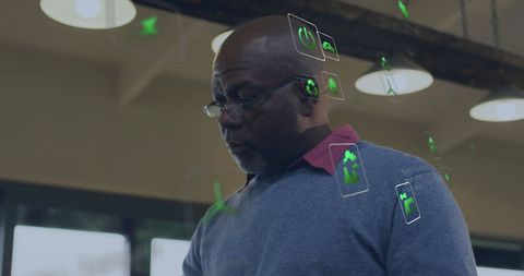 Senior African American Man With Energy Holograms - Download Free Stock Images Pikwizard.com