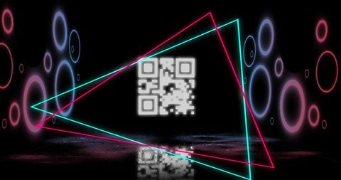 Neon QR Code with Reflective Geometric Pattern - Download Free Stock Images Pikwizard.com