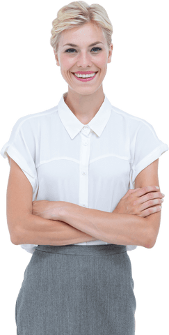 Smiling Blonde Businesswoman in Transparent Background