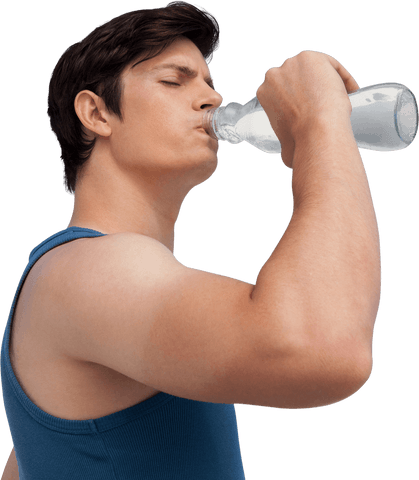 transparent background of young man drinking water in blue tank top - Download Free Stock Videos Pikwizard.com