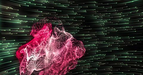 Abstract glowing light trails and sparkling swirls