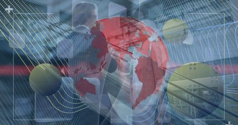 Global business network concept with digital interface elements