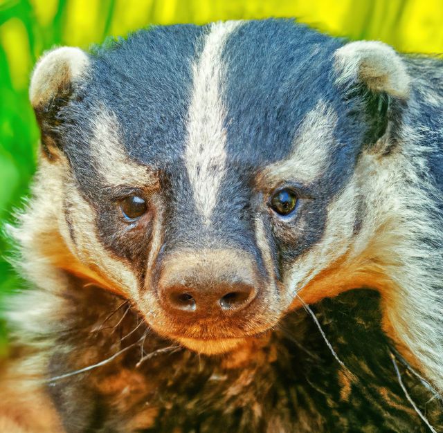 Close-up of Badger Face with Striking Stripes - Download Free Stock Images Pikwizard.com