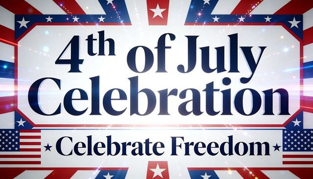 4th of july celebration banner celebrating freedom with stars stripes patriotic typography