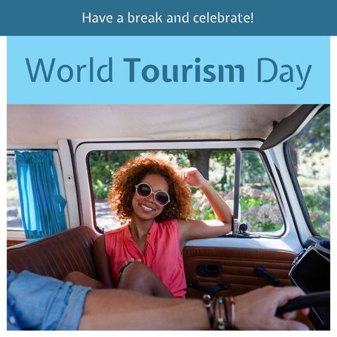 joyful celebration of world tourism day in camper van adventure - Download Free Stock Templates Pikwizard.com