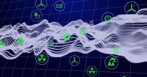 Futuristic Energy Visualization with Eco and Technology Icons