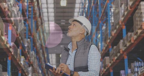 Warehouse Worker with Digital Data Overlay Concept - Download Free Stock Images Pikwizard.com