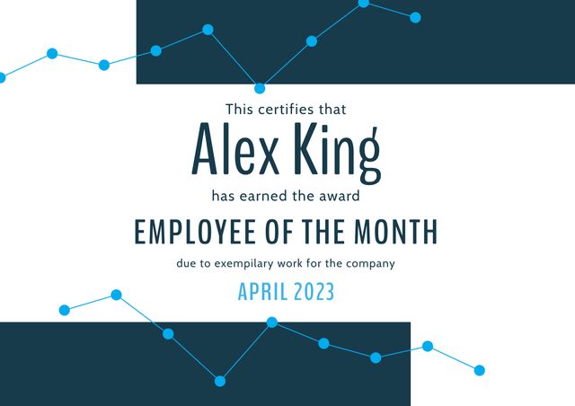 Illustration of this certifies that alex king has earned the award employee of the month, april 2023 - Download Free Stock Videos Pikwizard.com