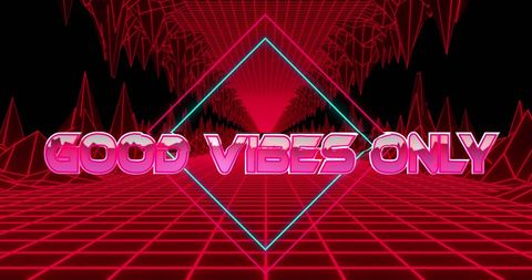 retro futuristic good vibes only text neon design - Download Free Stock Images Pikwizard.com