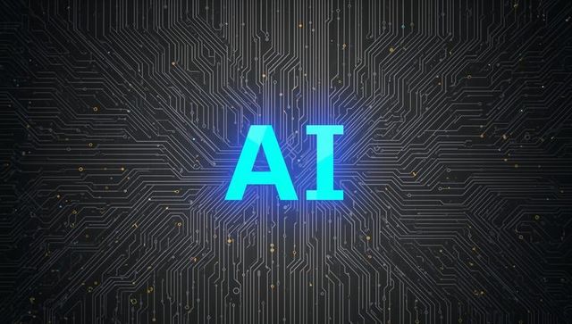 Futuristic AI Concept with Circuit Background and Glowing Letters