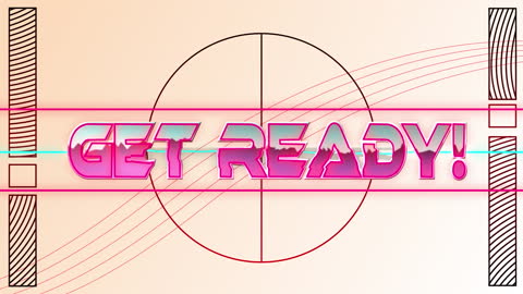 Futuristic Retro 'Get Ready' Text with Geometrical Background