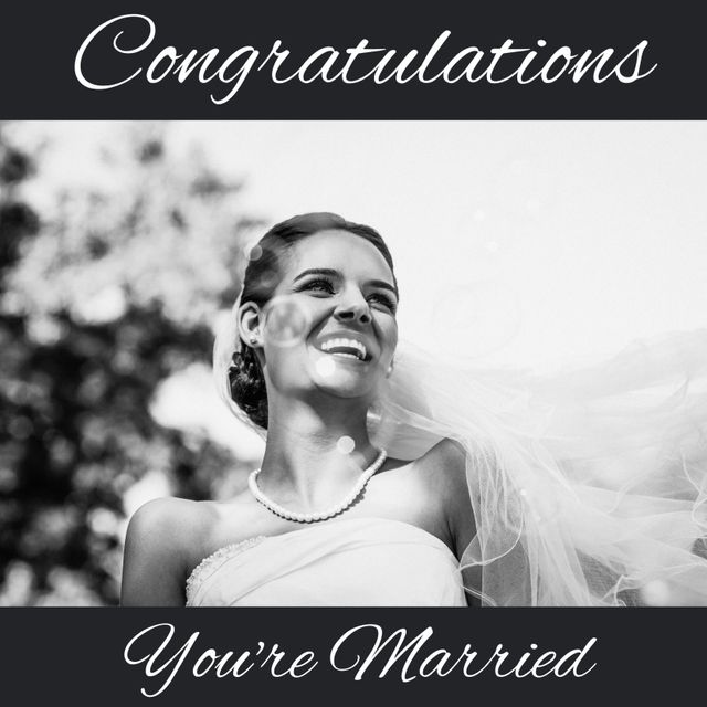 Smiling Bride Celebrating Marriage with Joy - Download Free Stock Templates Pikwizard.com