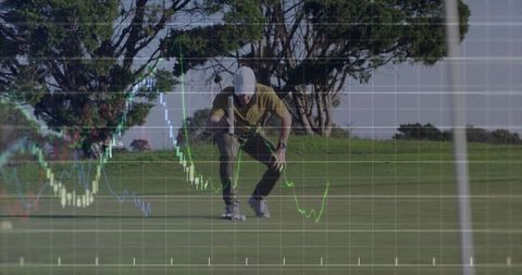 Focused golfer aligning putt illustrates precision strategy in nature