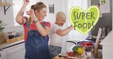 Diverse Couple Cooking Healthy Meals with Superfoods Banner