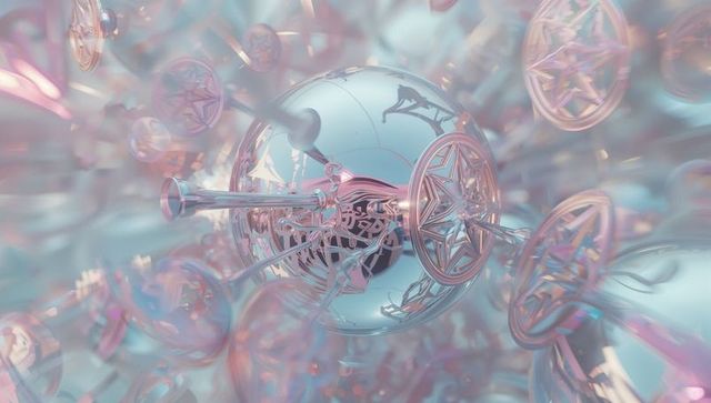 Futuristic Metallic Orb Surrounded by Ethereal Appendages