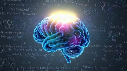 3D Rotating Brain Model with Chemical Formulas