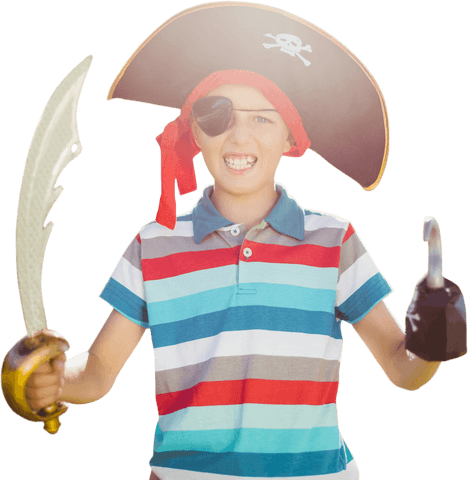 cheerful boy pretending to be pirate with transparent background - Download Free Stock Videos Pikwizard.com