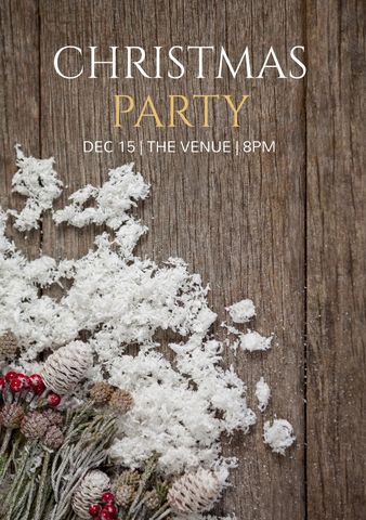 Festive Christmas Party Invite with Snowy Accents - Download Free Stock Templates Pikwizard.com
