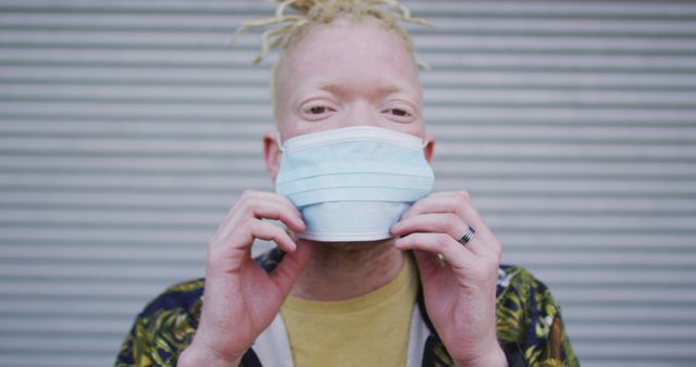 Close-up Portrait of Young Man Adjusting Face Mask Outdoors - Download Free Stock Images Pikwizard.com