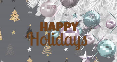 Festive Holiday Greeting with Ornaments and Tree Decoration