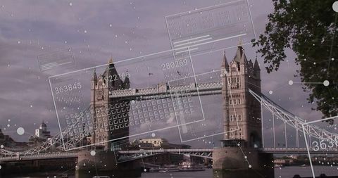 Blending london's tower bridge with advanced digital interface overlay