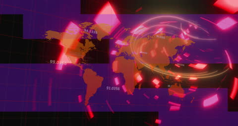 Global Business Network Animation with Futuristic Digital Lights