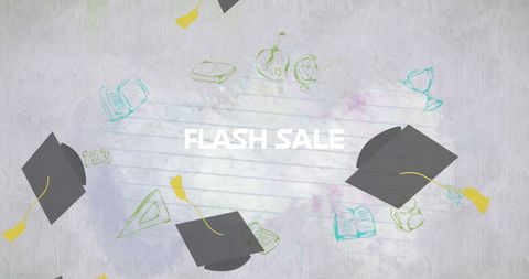 Back to School Flash Sale Banner with Educational Icons - Download Free Stock Images Pikwizard.com