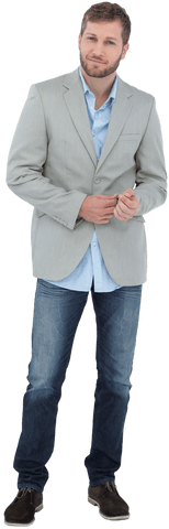 Confident Man in Gray Blazer on Transparent Background - Download Free Stock Videos Pikwizard.com