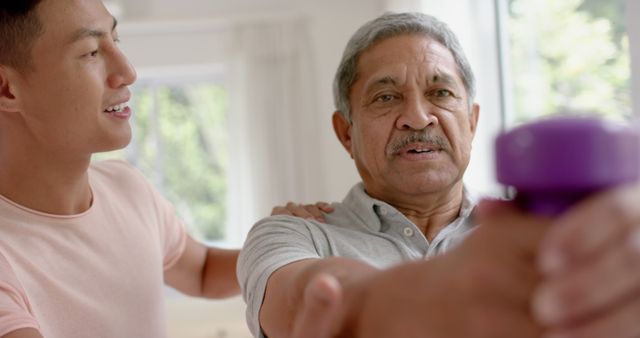 Senior Man Exercising Healthy Active Lifestyle with Trainer's Support - Download Free Stock Images Pikwizard.com