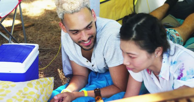 Diverse Friends Relaxing and Bonding During Camping Trip - Download Free Stock Images Pikwizard.com