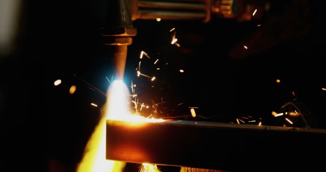 Welder welding a metal in workshop 4k