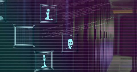 Biometric Data HUD Display on Server Background - Download Free Stock Images Pikwizard.com