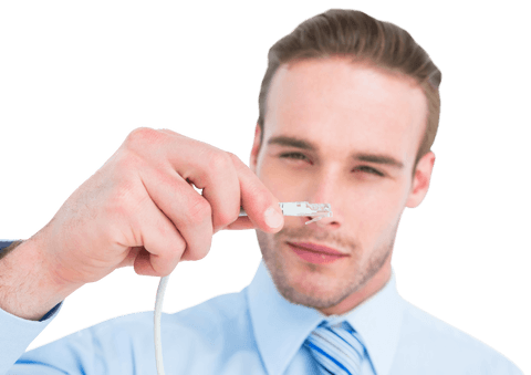 businessman holding network cable on transparent background - Download Free Stock Videos Pikwizard.com