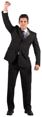 Confident businessman cheering isolated on transparent background