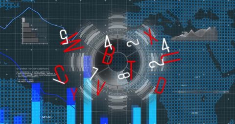 Futuristic Data Interface Over World Map with Analytics - Download Free Stock Images Pikwizard.com