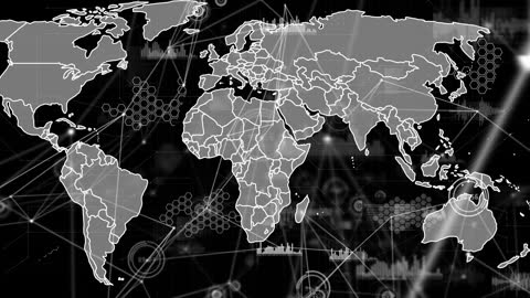 Digital Global Map with Data Overlay Displaying Statistics