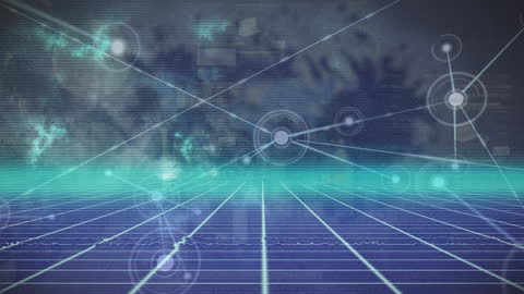 Futuristic Digital Connections Against Cosmic Background