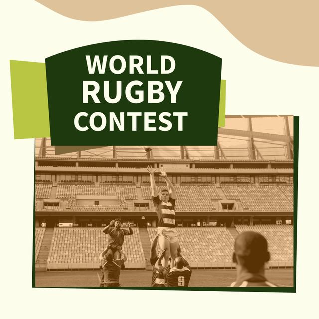 Composition of world rugby contest text over diverse rugby players - Download Free Stock Videos Pikwizard.com