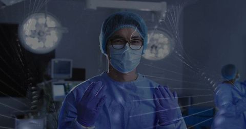 Surgeon Preparing in Modern Surgery Room with Advanced Equipment