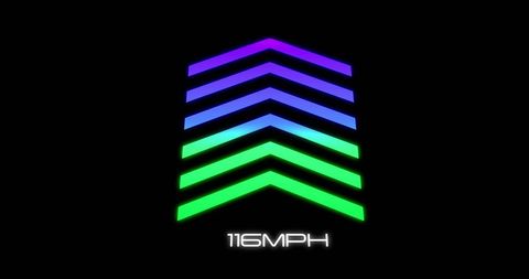 Futuristic speedometer interface with neon arrows