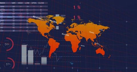 Digital World Map with Global Financial Data Visualization - Download Free Stock Images Pikwizard.com