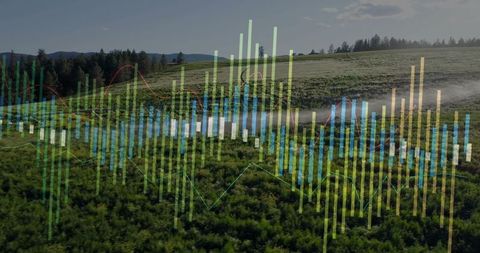 Ecological Data Visualization on Farmland Background