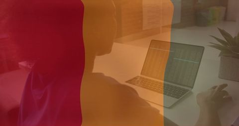 guinea flag overlaying professional at work with laptop - Download Free Stock Images Pikwizard.com
