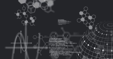 futuristic globe with code and molecule structures - Download Free Stock Images Pikwizard.com