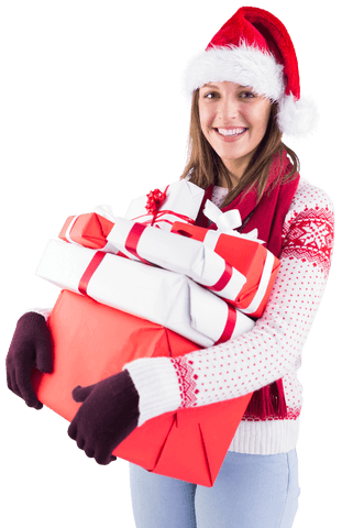 festive celebration joyful woman holding transparent christmas gifts - Download Free Stock Videos Pikwizard.com