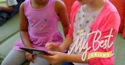 Diverse Girls using Tablet: Friendship and Digital Interaction - Download Free Stock Images Pikwizard.com