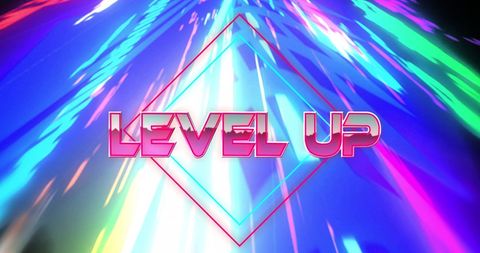 Level up concept with vibrant colorful lights