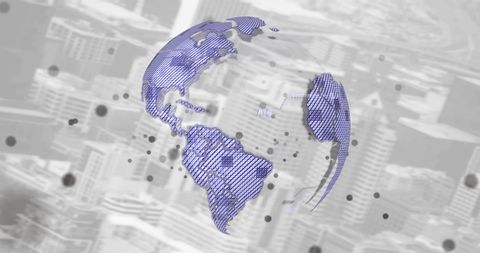 Digital Networking Earth with Cityscape Background - Download Free Stock Images Pikwizard.com