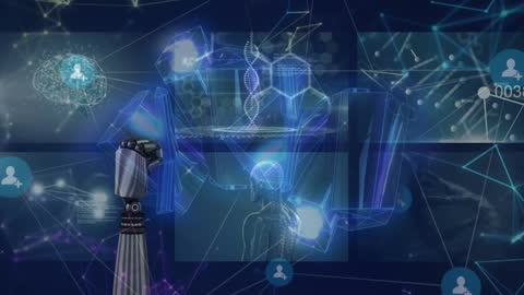 Futuristic Technology Concept with Human Brain and DNA